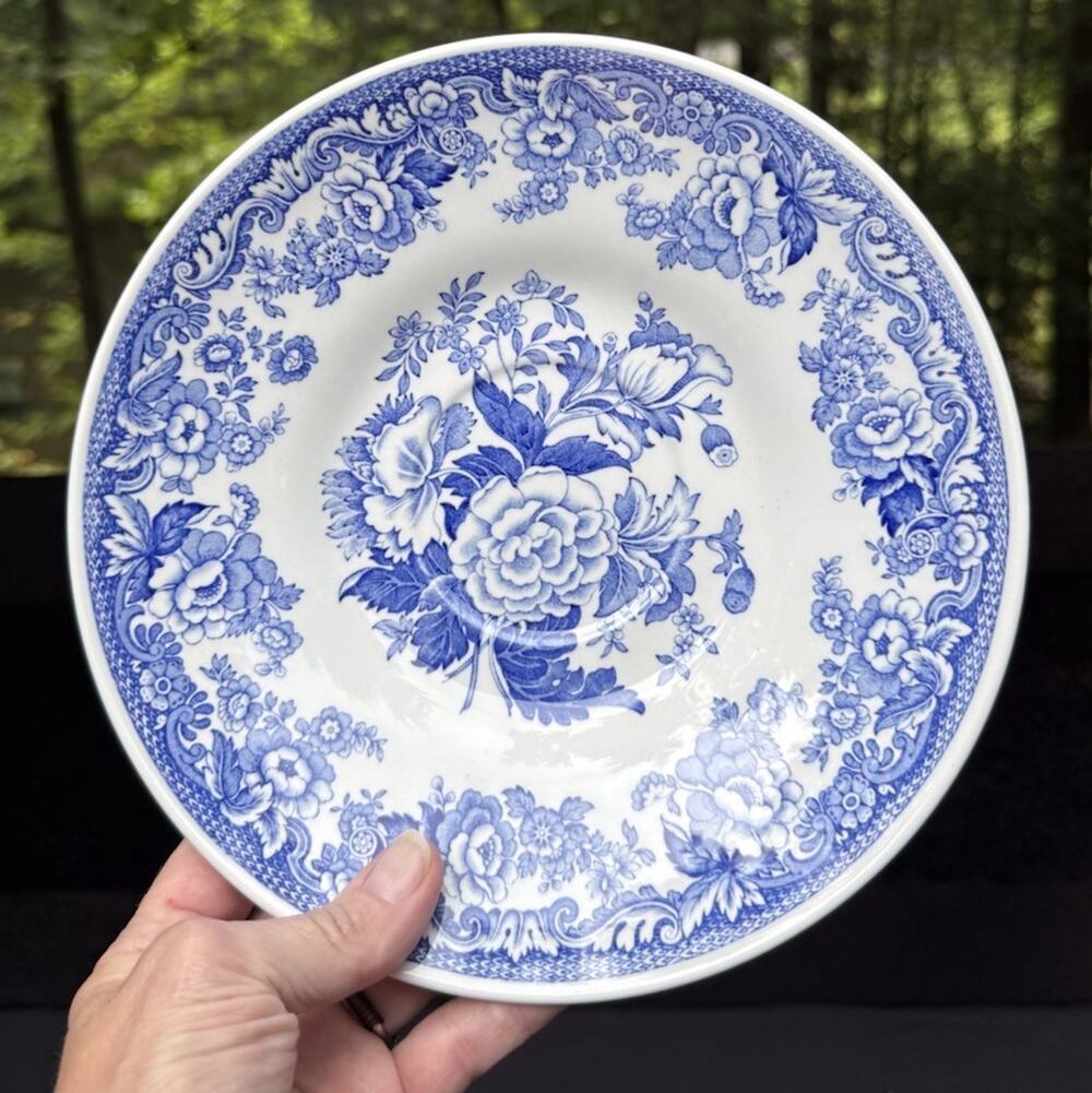 Spode Blue Room Garden Collection British Flowers Rosa 9” Pasta Soup Bowl C32
